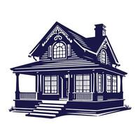 a house with a fence and trees in the background vector