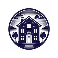 a house with a fence and trees in the background vector