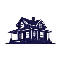 a house with a fence and trees in the background vector