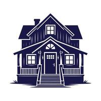 a house with a fence and trees in the background vector
