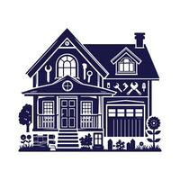 a house with a fence and trees in the background vector