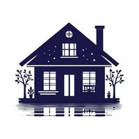 a house with a fence and trees in the background vector