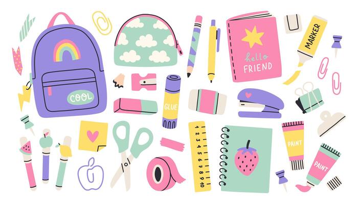 Cute School Supplies Vector Art, Icons, and Graphics for Free Download