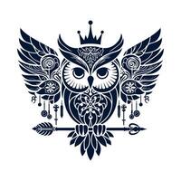 an owl sitting on a branch with a branch in the background vector