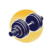 retro style icon of dumbbells on a background vector