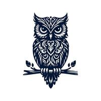 an owl sitting on a branch with a branch in the background vector