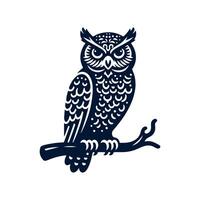 an owl sitting on a branch with a branch in the background vector