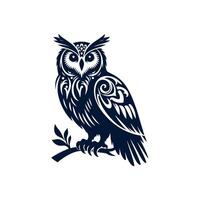 an owl sitting on a branch with a branch in the background vector
