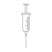 Linear medical syringe icon. Line art injection icon. Editable stroke vector