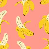 Banana seamless pattern with opened bananas. Hand drawn pattern for wrapping paper, packaging, fabric vector