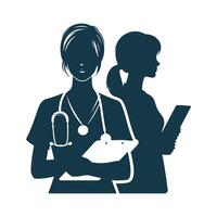 Nurse silhouette Clip art isolated illustration on a white background vector