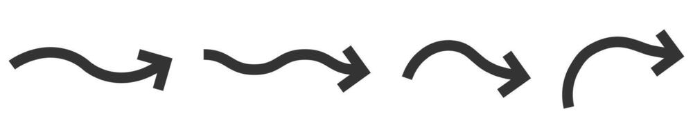 illustration of various curved arrow icons in black, perfect for navigation and direction designs. vector
