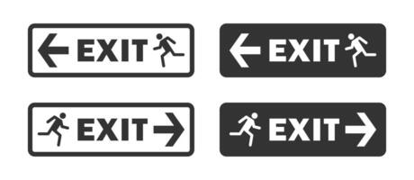 illustration of exit sign icons with running man and directional arrows, ideal for emergency and safety designs. vector