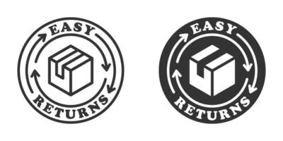 illustration of easy returns icons with a box and arrows, perfect for e-commerce and shopping designs. vector