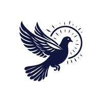 a pigeon logo with wings spread out vector