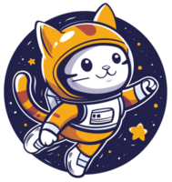 Cat astronaut in space with stars png