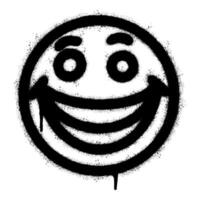 Spray Painted Graffiti smiling face emoticon isolated on white background. vector