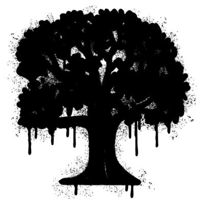 Spray Painted Graffiti tree icon Sprayed isolated with a white background.