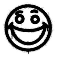 Spray Painted Graffiti smiling face emoticon isolated on white background. vector