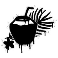 Spray Painted Graffiti coconut icon Sprayed isolated with a white background. vector