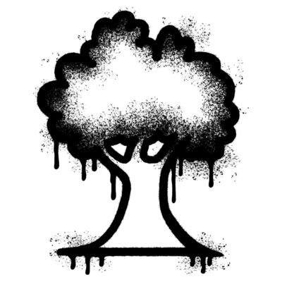 Spray Painted Graffiti tree icon Sprayed isolated with a white background.