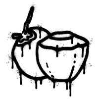 Spray Painted Graffiti coconut icon Sprayed isolated with a white background. vector