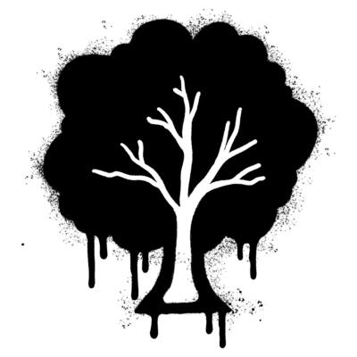 Spray Painted Graffiti tree icon Sprayed isolated with a white background.