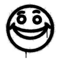 Spray Painted Graffiti smiling face emoticon isolated on white background. vector