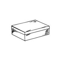 Hand-drawn closed box. Craft box in sketch style. Isolated on white. vector