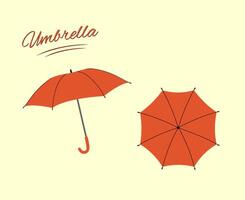 Open flat style umbrella. Protective parasol suitable for rainy weather. Side and top view. illustration on white background vector