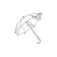 Hand-drawn umbrella sketch, isolated on white background. Closeup view. Opened umbrella. vector