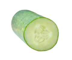 Front view of green cucumber half isolated with clipping path in file format png