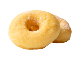 Front view of brown sugar glazed cinnamon donuts in stack isolated with clipping path in file format png