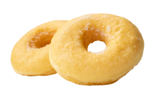 Front view of brown sugar glazed cinnamon donuts in stack isolated with clipping path in file format png