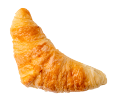 Top view of single brown croissant isolated with clipping path in file format png