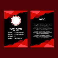 Red and black business card template with placeholder image. vector