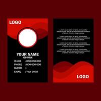 Red and black business card template with placeholder image. vector
