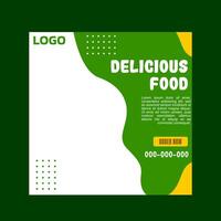 Green and white social media template with a best menu message. vector