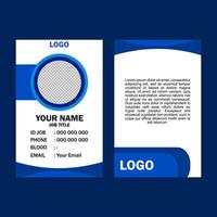 A blue and white business card with waves and contact info. vector