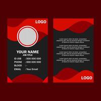 Red and black business card template with placeholder image. vector