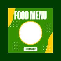 Green and white social media template with a best menu message. vector
