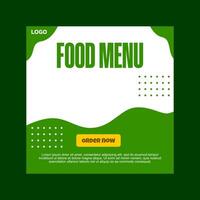 Green and white social media template with a best menu message. vector