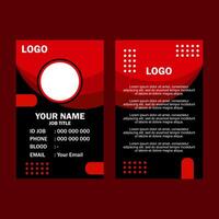 Red and black business card template with placeholder image. vector
