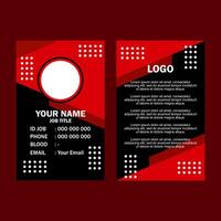 A red and black business card with white dots and text. vector