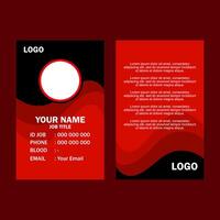 Red and black business card template with placeholder image. vector