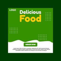 Green and white social media template with a best menu message. vector
