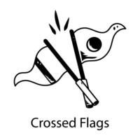 A crosses flag icon designed in sketchy style vector