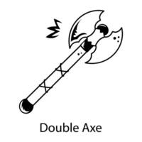 An icon of double axe designed in doodle style vector