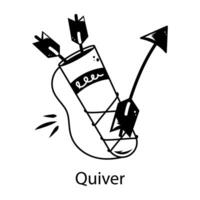 A quiver icon designed in doodle style vector