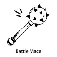 A battle mace icon designed in hand drawn style vector